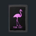 Custom wallet with neon pink flamingo bird design<br><div class="desc">Custom wallet with neon pink flamingo bird design. Personalised money wallet for kids and adults. Black and pink colours.</div>