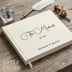 Custom Warm Beige Wedding Guest Book Keepsake Desi