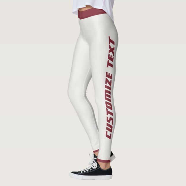 Custom Warm Neutral Deep Wine Striped Athleisure Leggings (Left)