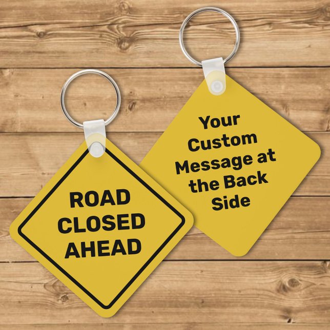 Custom Warning Diamond Sign Key Ring (Creator Uploaded)