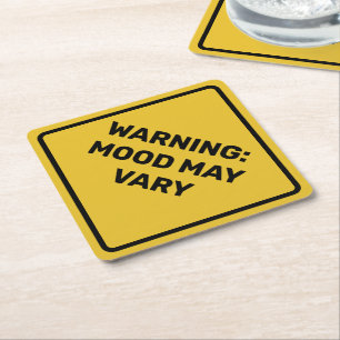 Custom Warning Diamond Sign Square Paper Coaster