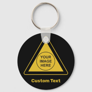 Custom Warning Triangle Sign Key Ring