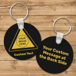 Custom Warning Triangle Sign Key Ring