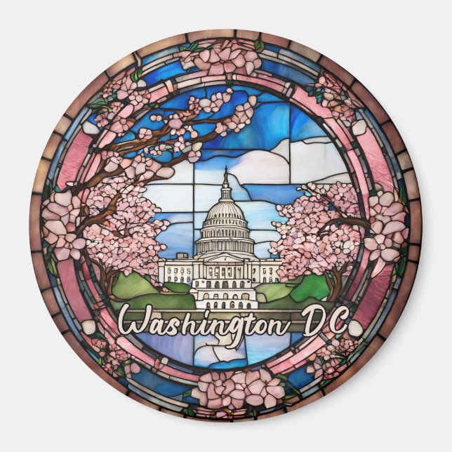 Custom Washington DC Dated Cherry Blossom  Magnet (Front)