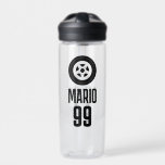 Custom water bottle gift for race car enthusiast<br><div class="desc">Custom water bottle gift for race car enthusiast. Cool gift idea for kids and adults. Personalise with name,  number,  fan club,  monogram initials or quote. Car tire and rim with text. Keep hydrated. Automotive themed presents for guys.</div>