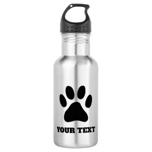 Custom water bottle with dog paw animal footprint