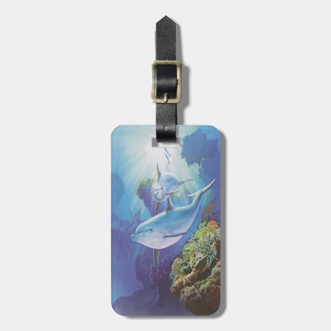 Custom Water Dolphin Luggage Tag (Front Vertical)