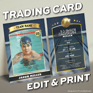 Custom Water Polo Trading Card Blue Gold Card