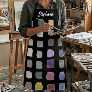 Custom Watercolor Artist Black Apron