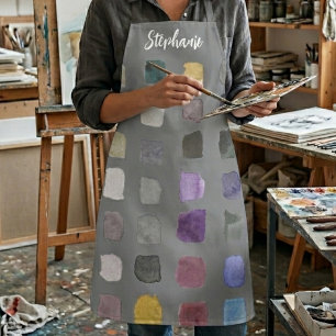 Custom Watercolor Artist Grey Apron