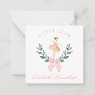 Custom Watercolor Ballerina Girls Gift Enclosure Card