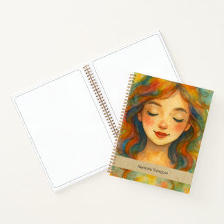 Custom watercolor beautiful girl Paint Sketching Notebook
