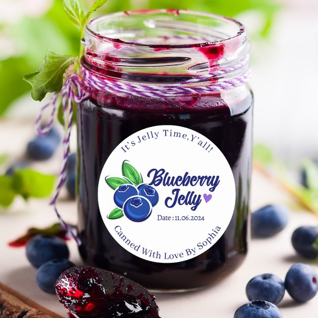 Custom Watercolor Blueberry canning labels kitchen (jelly jar sticker)