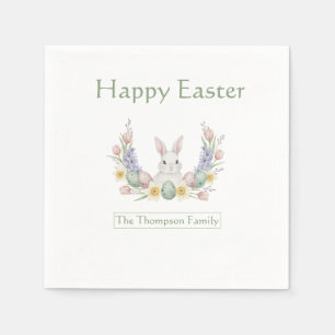 Custom Watercolor Bunny Easter Paper Naapkins Napkin