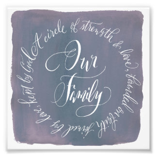 Custom Watercolor Calligraphy Print | 6 x 6 Family