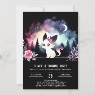Custom Watercolor Cat Birthday Invitation