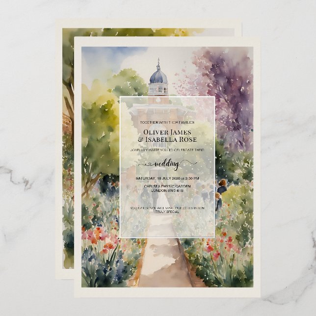 Custom Watercolor Chelsea Physic Garden Wedding (Front/Back)