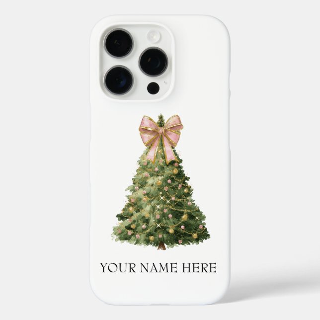 Custom Watercolor Christmas Tree Case for iPhone (Back)