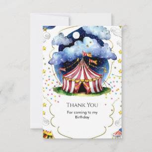 Custom Watercolor Circus Birthday Thank You Card