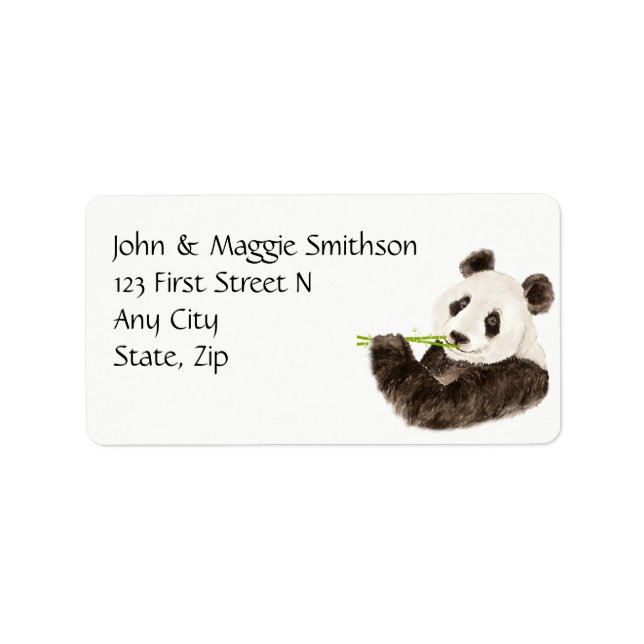 Custom Watercolor Cute Panda, Asian Bear, Animal Label (Front)