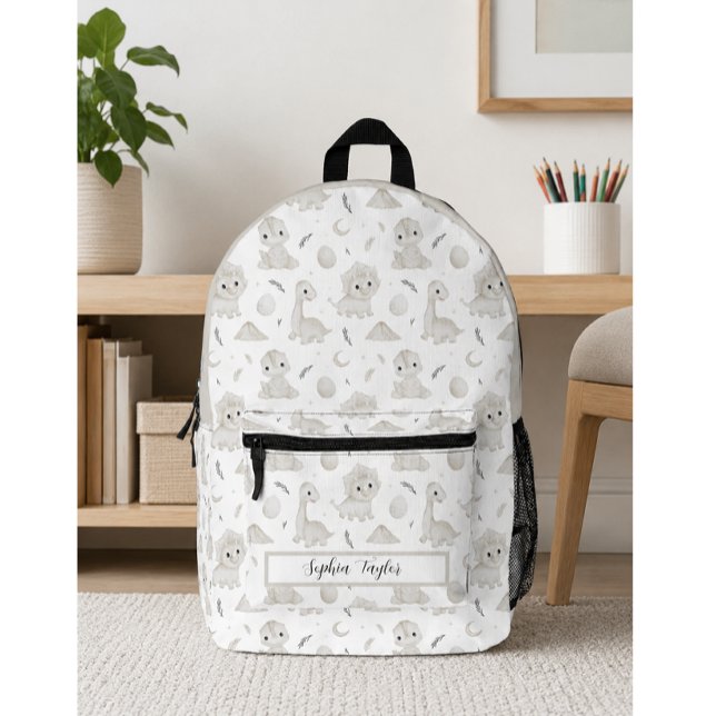 Custom Watercolor Dinosaur Pattern Kids Backpack (Creator Uploaded)