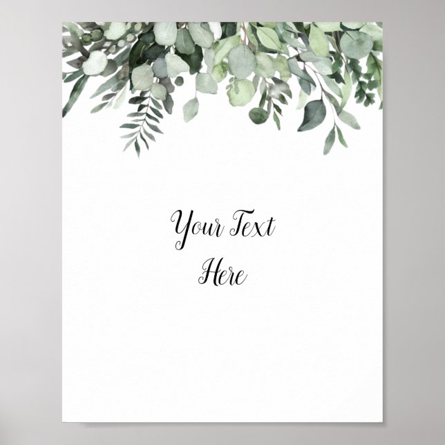 Custom Watercolor Eucalyptus Greenery Sign Poster  (Front)