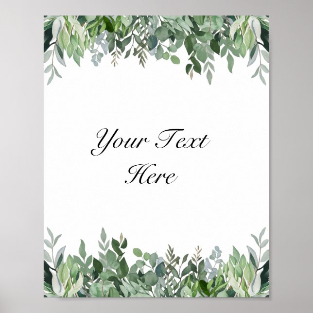 Custom Watercolor Eucalyptus Greenery Sign Poster  (Front)