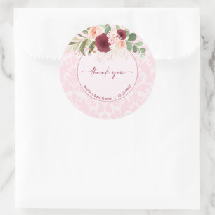 Custom Watercolor Floral Baby Shower Classic Round Sticker