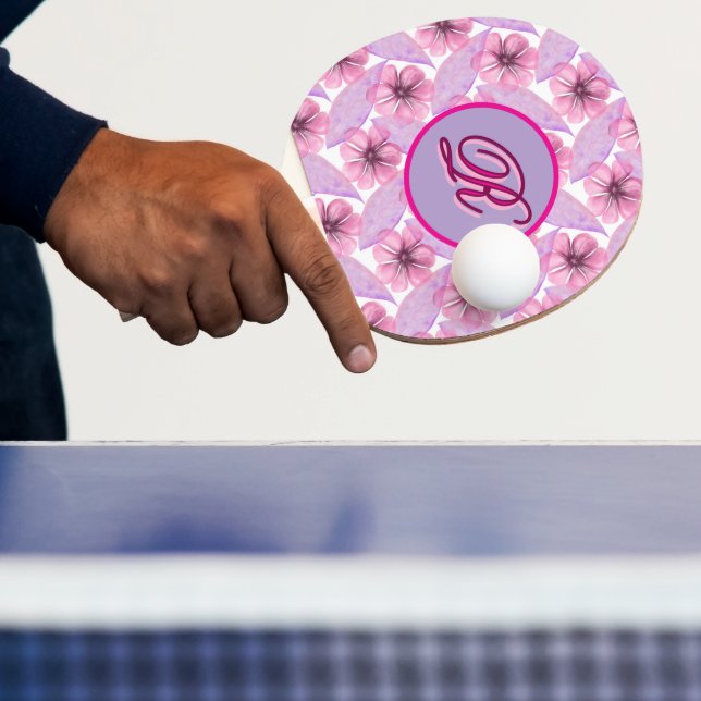 Custom Watercolor floral pattern  Poster Ping Pong Paddle (Insitu)