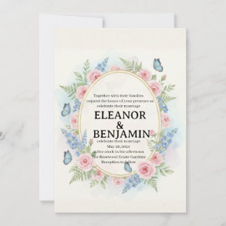 Custom Watercolor Floral Wedding Invitation