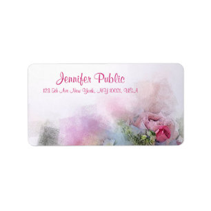 Custom Watercolor Flowers Elegant Painting Modern Label