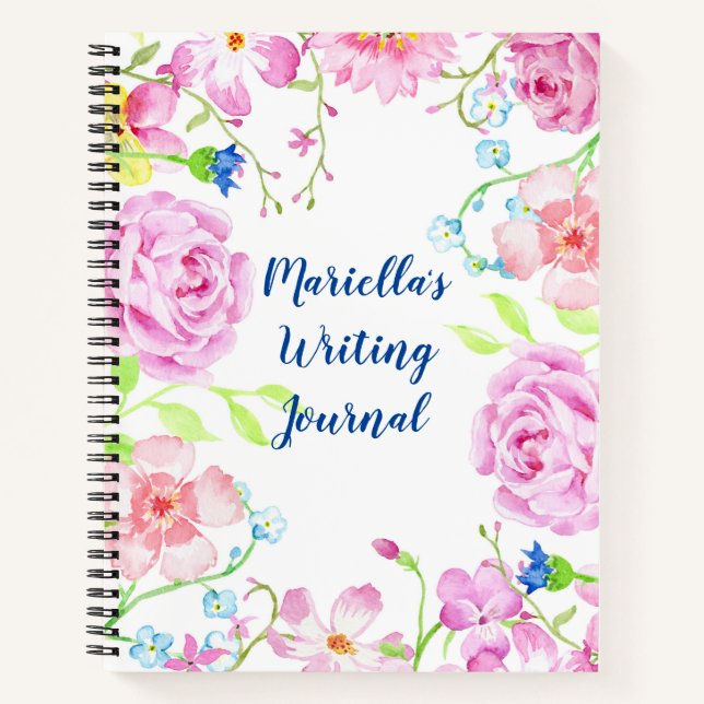 Custom Watercolor Flowers Notebook (Front)