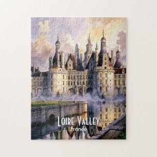 Custom Watercolor France Loire Valley Retro Castle Jigsaw Puzzle