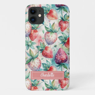 Custom Watercolor Fresh Strawberries Case-Mate iPhone Case