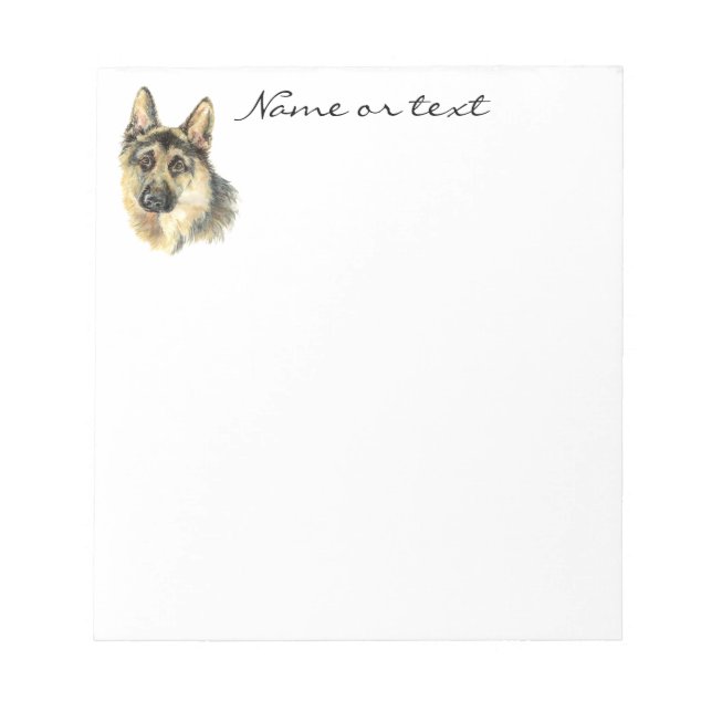 Custom Watercolor German Shepherd Pet Dog Animal Notepad (Front)