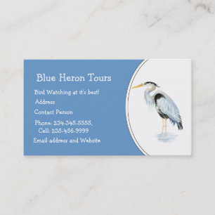 Custom Watercolor Great Blue Heron Bird Business Business Card