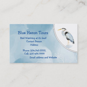 Custom Watercolor Great Blue Heron Bird Business Card