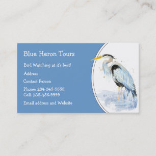 Custom Watercolor Great Blue Heron Bird Business Card