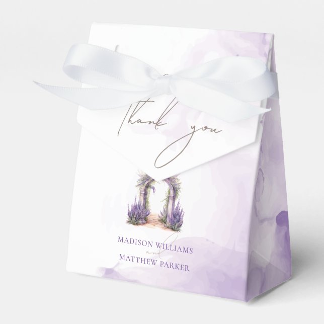Custom Watercolor Lavender Garden Wedding Favour Box (Front Side)