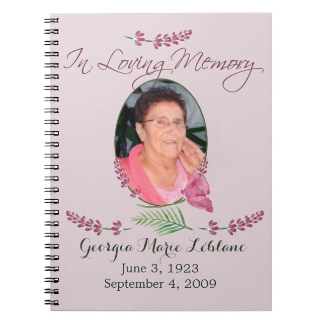 Custom Watercolor Lavender Memorial Guest book (Front)