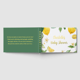 Custom Watercolor Lemon Blossom Baby Shower Guest Book