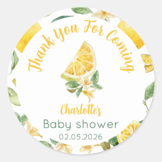 Custom Watercolor Lemon Blossom Baby Shower Labels