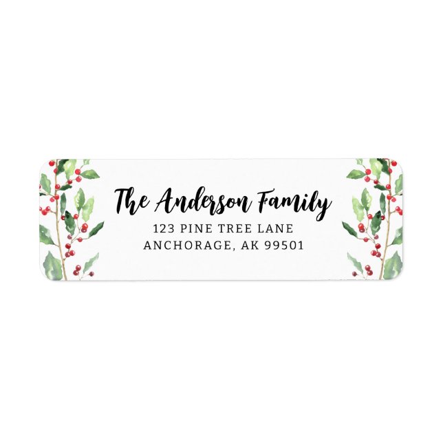 Custom Watercolor Mistletoe Family Name (Front)