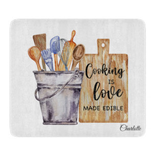 Custom Watercolor Name Cutting Board