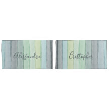 Custom Watercolor Pastel Retro Stripes Blue Green 