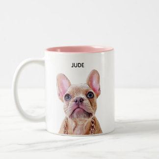 Custom Watercolor Portrait Pet Photo | Frenchie Two-Tone Coffee Mug