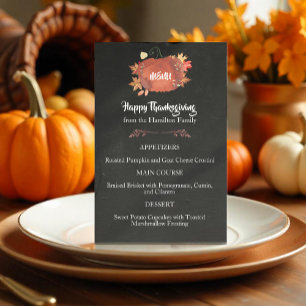 Custom Watercolor Pumpkin Thanksgiving Menu