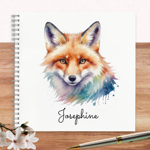 Custom Watercolor Red Fox Personalised Notebook