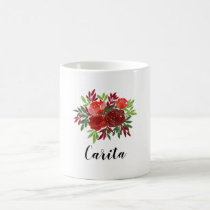 Custom Watercolor Roses Name Mug