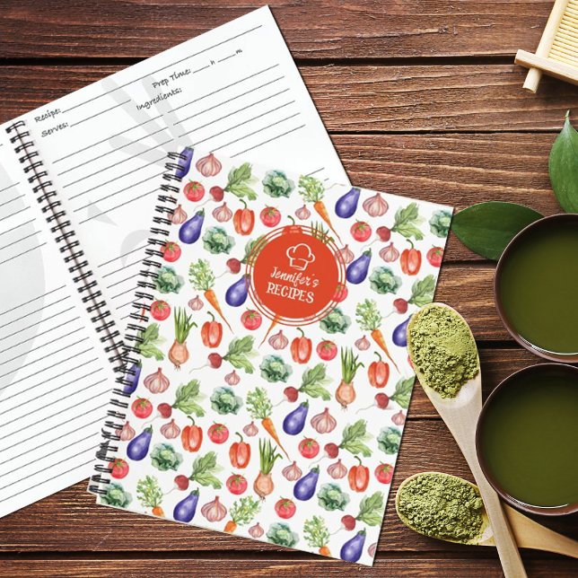 Custom Watercolor Vegetables Kitchen  Notebook (Creator Uploaded)
